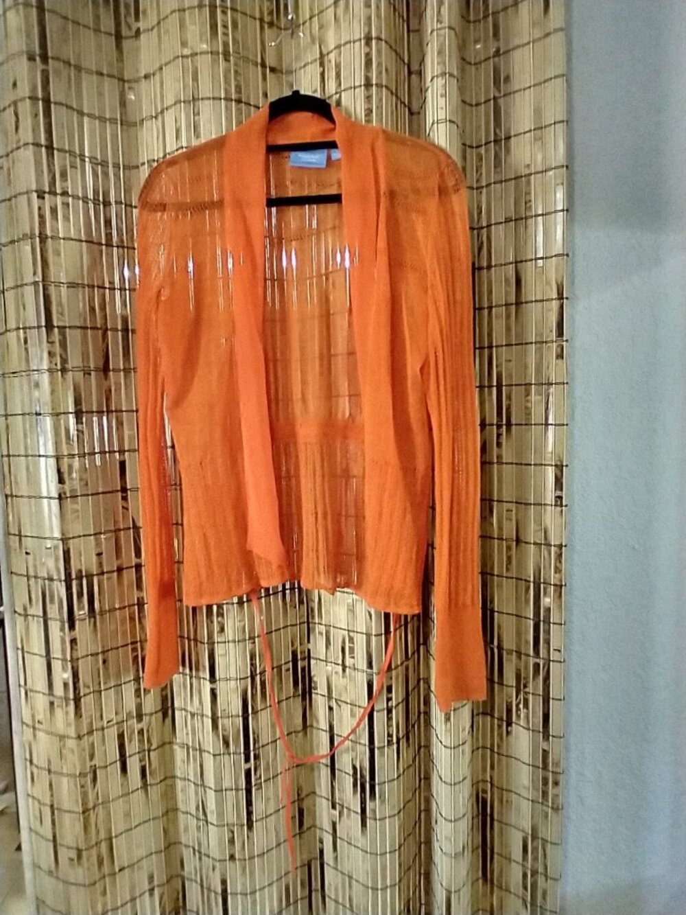 Simply Vera Vera Wang Bright Orange Open-Front Sheer Knit Cardigan